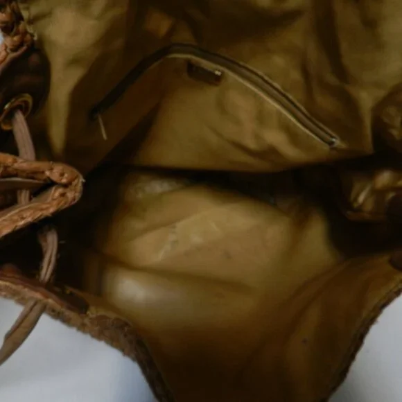 Bally Vintage Straw & Leather shoulder handbag purse made in Italy brown medium - Picture 15 of 16